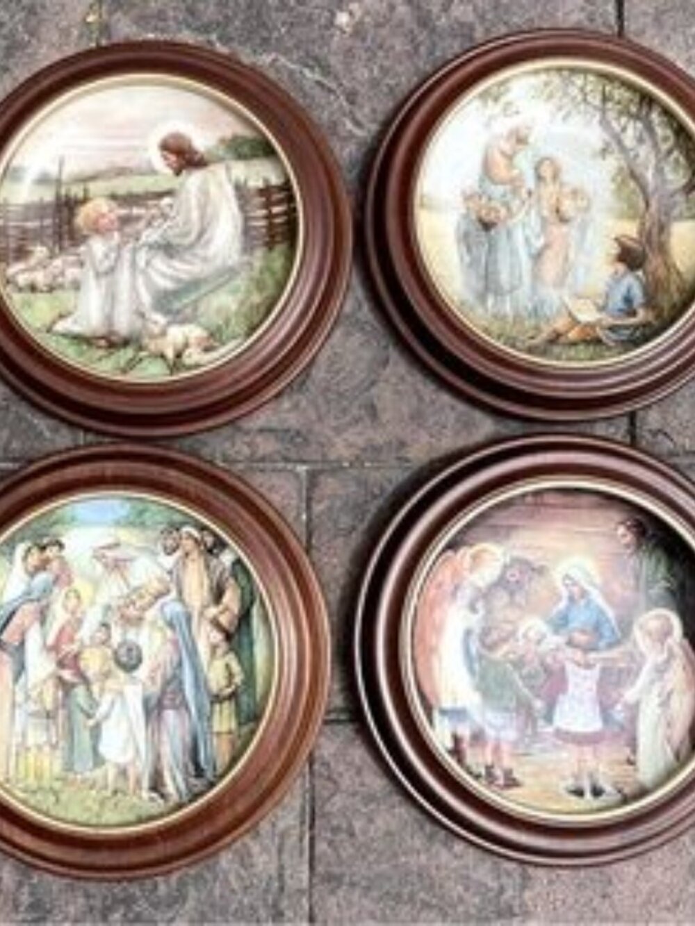 Vintage Plates  Frames. Love Divine, Story, Lord’s My Shepherd, Away in Manger